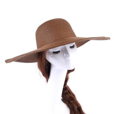 China Image Straw Hats Summer Sunhats For Wide Brim Paper Women Round Lid Sun Hat With Leisure Beach Lady for sale