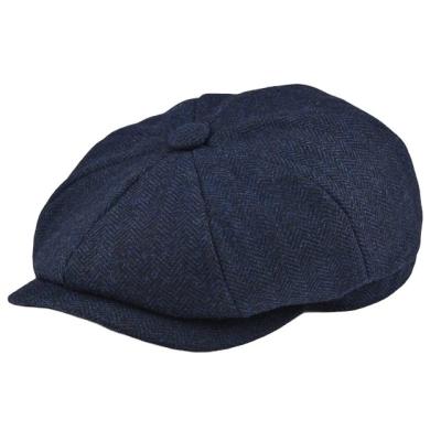 China Gatsby Driver Flat Cap Mens Womens Fishbone Military Hat Retro Character Wool Tweed Newsboy Hat for sale