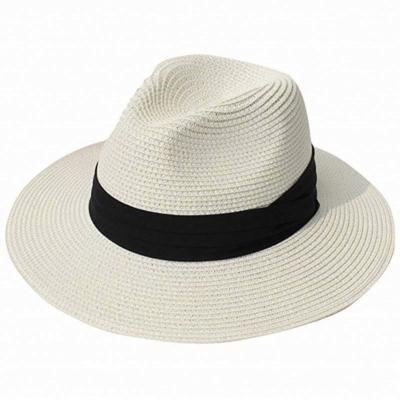 China Summer Straw Paper Fedoras, Wholesale Women's Soft Panama Straw Hats Summer Beach Sun Image for sale