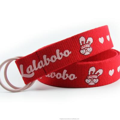 China Custom Fashion.Casual Style Logo Design Red Unique Colorful Logo Printed Web Belt for sale