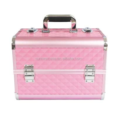 China Fashion AUG8608 High Quality New Design Beauty Carrying Aluminum Cosmetic Case With Inner Tray Boxes Shape Luxury Factory Wholesale for sale