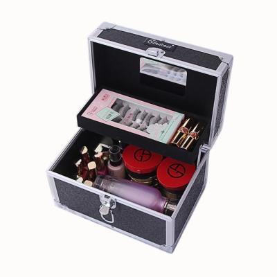 China Fashion Professional Portable Aluminum Case Beauty Cosmetic Box Easy Carry Makeup Suitcase With Light Trays In Cheap Price for sale