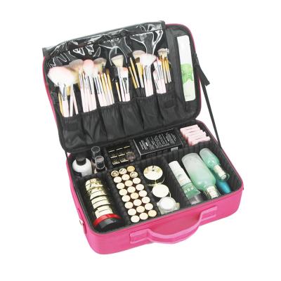 China Large Water Resistant Professionals Make Up Organizer Waterproof Travel Makeup Organizer Zipper Cosmetic Bag E Filter Frame Makeup Case for sale