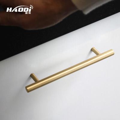 China Modern luxury Haodi Hot Sale Brass Simple Modern Kitchen Wardrobe Drawer Cupboard Gold Cabinet Handle for sale