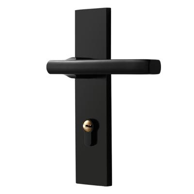 China Modern Haodi door handle for wood door sub black door plate handle for interior bedroom room for sale