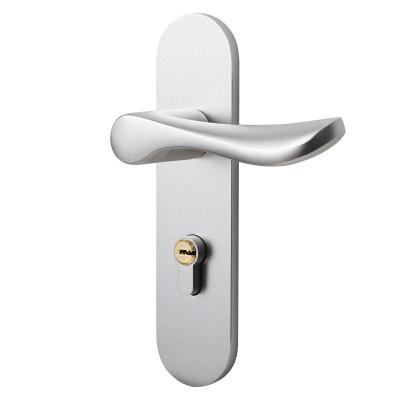 China Modern Aluminum alloy door handle lever wood door interior bedroom room Apartment Bathroom silver Door Handles for sale