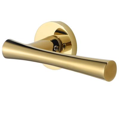 China Modern Luxury gold handle zinc alloy modern door handle lock set for home bedroom bathroom for sale