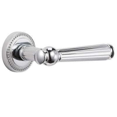 China Modern Luxury Bright chrome door handle modern style door handle lock set for home bedroom bathroom door lever for sale