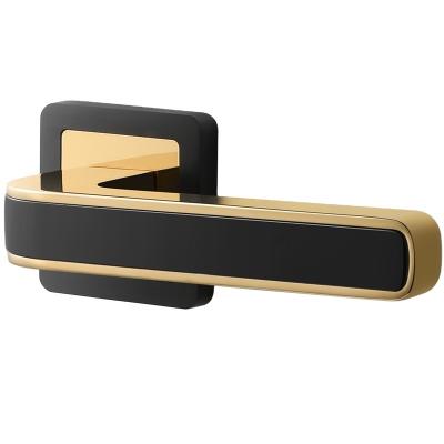 China Modern Black-Gold Door Handle Lock set for interior Bathroom Bedroom indoor handle levers for sale