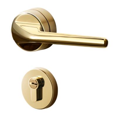 China Modern Luxury European Gold Modern Luxury Interior Door Lever Handle Lock Zinc Alloy Door Handles for sale