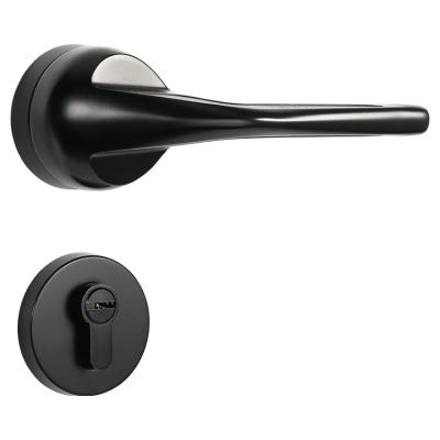 China Modern Luxury European Modern Magnetic Mute Lever Door Lock Sets Interior Zinc Alloy Door Handles for sale