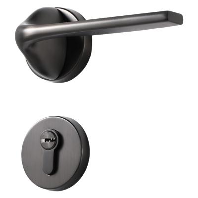 China Modern Luxury European New Dark Grey Modern Design Door Lock Sets Luxury Interior Door Handles for sale