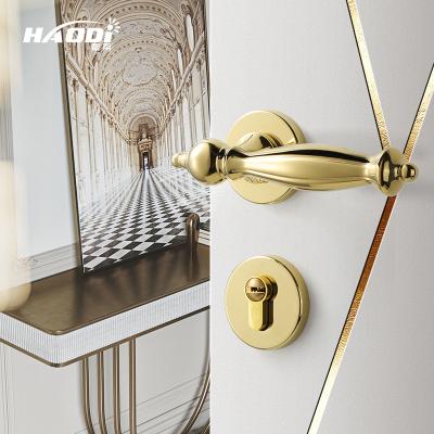 China Modern Luxury Haodi Interior Bedroom magnetic Luxury Fancy Door Handle Lock European Door Handles for sale