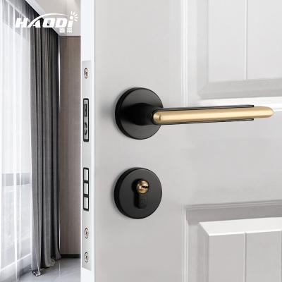 China Modern Luxury Haodi Modern Interior Bedroom Door Handle Lock Simple design Magnetic Mute Door Handles for sale