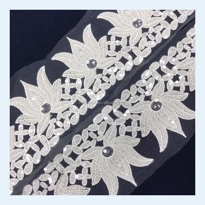 China Wholesale White African Viable Fabric African Lace Fabric Wedding Bridal Dress Trim Lace Trim Dress Fabric for sale