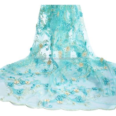 China Other New 2020 3d Flower French Embroidery Beaded Lace Fabrics Bridesmaid Lace for sale