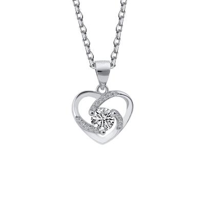 China Fashionable 925 Sterling Silver Necklace Women Valentine's Day Jewelry Wholesale OEM Heart Shaped Pendant Supplier for sale