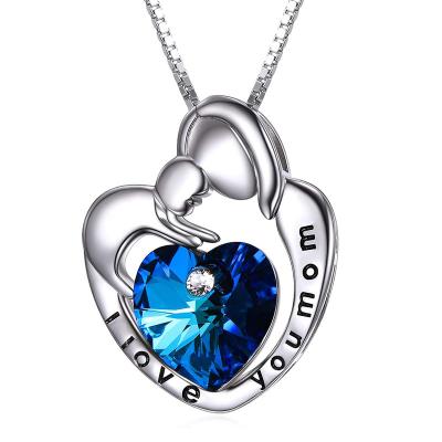 China Wholesale Fashionable Gift Pendant 925 Heart Shaped Sterling Silver Necklace Mom Neckalce Mother's Day Gift Pendant for sale