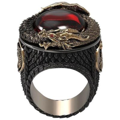 China Retro Black Gold Rings Sets Men Two Color Dragon Ring Sets Retro Wholesale Supplier Fo Men Fathers Day Gift for sale