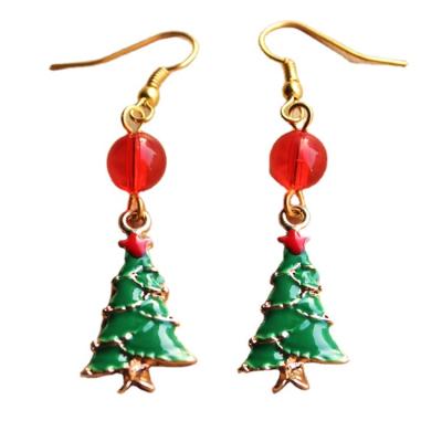 China Fashionable Red Santa Claus Deer White Snowflake Earrings Crystal Christmas Tree Earrings Wholesale Supplier for sale