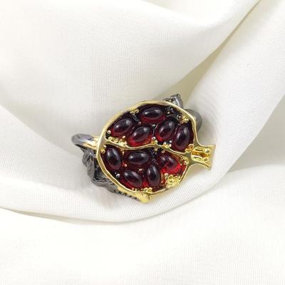 China WSYEAR'S FASHIONABLE Creative Fruit Ring Vintage Pomegranate Micro-Set Ring Exaggerated Gold Vine Tree Ring Wholesale for sale