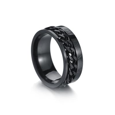 China WSYEAR Hiphop Rings Mens Titanium Steel Custom Black Gold Chain Ring Hiphop Plated Rings For Men Wholesale Supplier for sale