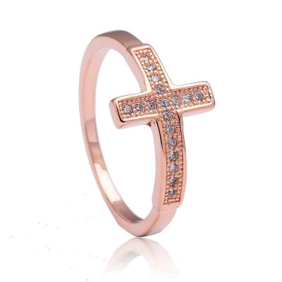 China Fashionable Creative Cross Engagement Ring Ring Rose Gold Women Ring Birthday Gift WSYEAR Style Design Size 5 6 7 8 9 10 for sale