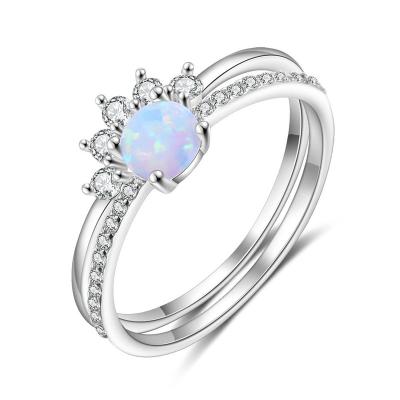 China Romantic S925 Sterling Silver Jewelry Blue Moonstone Rings Set Valentine's Day Gift Moonstone Rings For Women Wholesale Supplier for sale