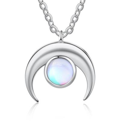 China Moon Pendant Necklace S925 Sterling Silver Necklace Women Romantic Moonstone Pendant Wholesale OEM Supplier for sale