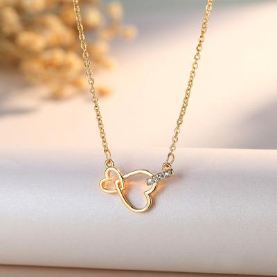 China CLASSIC Couples Double Heart Pendant Stainless Steel Heart Necklace Valentine's Day Gifts Wholesale Supplier for sale