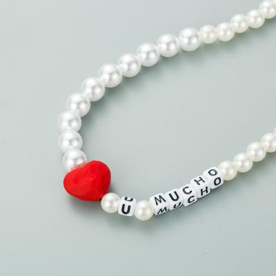 China Fashionable Red Bone Chain Snake Letter Necklace Pearl Necklace Wholesale Supplier for sale