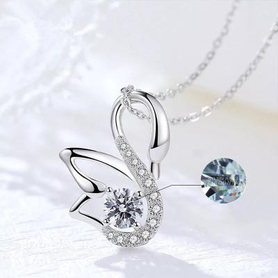 China FASHIONABLE Swan Pendant Necklace Women Silver Plated Necklace Swan Zirconia Necklace Wholesale Supplier for sale