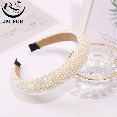 China Fashion Popular Baroque Sponge Pearl Headband Handmade Sidewall Hair Accessories for sale