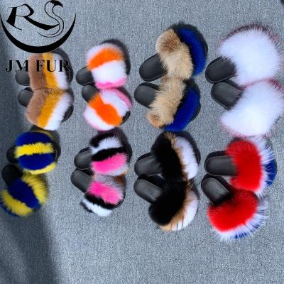 China Fashion trend in sandals women's fashion sale real raccoon furry fur slippers warm running fox outdoor real raccoon on sale for sale