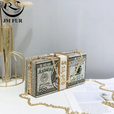 China New Full Diamond Clutch Bag Party Evening Purse Small US Dollar Dinner Hand Bag Square Bag Dollar Banquet Rhinestone Bag With Diamond for sale