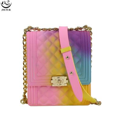 China 2021 Fashion Lady's Hot Selling Jelly Purses And Bags Tote Candy Jelly Shoulder Bag Colorful Women's Shoulder Handbag for sale