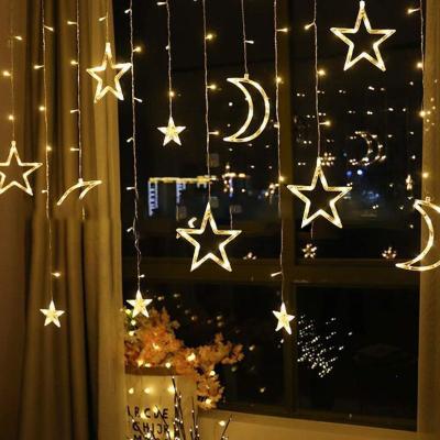 China Custom LED Light Star Moon Led Curtain Lights USB With Lights Remote Control Holiday Christmas String Lights Outdoor Decoration for sale