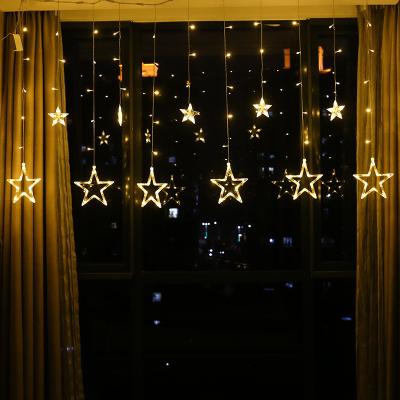 China Light Wholesale String Holiday Window Decoration Holiday Lighting Led Fairy Curtain Star String Light for sale