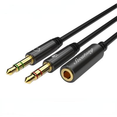 Китай For Headphone Audio Cable, 2 Male Microphone Y 3.5mm Female To 3.5mm Splitter Cable Headset Audio To PC Adapter продается