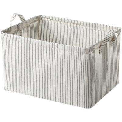 China Folding Storage Basket Striped Household Linen Cotton And Clothing Clothes Storage Artifact For Steel Frame Portable Organizer Bag for sale