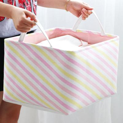 China Folding Art Storage Box Desktop Sundries Canvas Cloth Clothing Toys Storage Basket Viable Snacks Storage Basket for sale