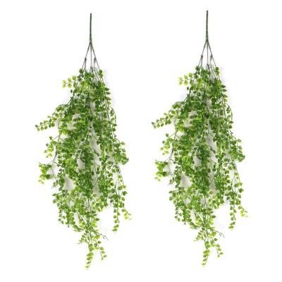 China Simple Decorative Indoor Rattan Basket Flower Plant Wall Hanging Plant Radish Wall Hanging Green Rattan Leaves for sale