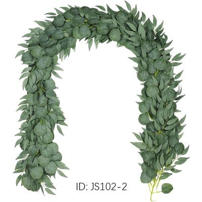 China Plastic in Common Artificial Eucalyptus Leaves with Artificial Eucalyptus Garland For Home Decor by Willow Leaves Hanging Greenery Garland for sale