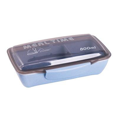 China Viable Popular Microwave Safe Bento Box For Adults Or Kids 2 Compartment Food Container Wheat Straw Bento Box for sale