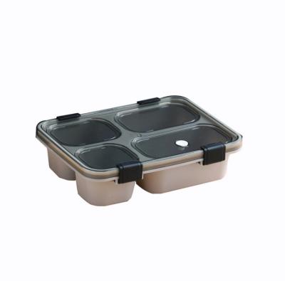 China 4 Grid Bento Box Portable Outdoor Adult Leakproof Wheat Viable Straw Lunch Box for sale