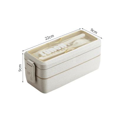 China 750ml Sustainable 2 Layers Leakproof Eco-Friendly Bento Box Lunch Box For Kids And Adults Wheat Straw Food Container for sale