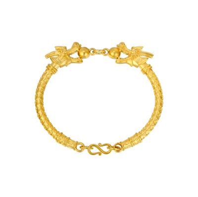 China New Designs Bangle-02 CLASSIC New Designs Double Dragon Bangle 14k Gold Classics Bracelet For Women for sale