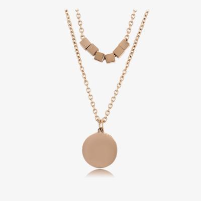 China Stainless Steel Rose Gold Plated Two Layer 47152 Xuping 2021 Casual/Sporty Fashion Round Lady Pendant Necklace for sale