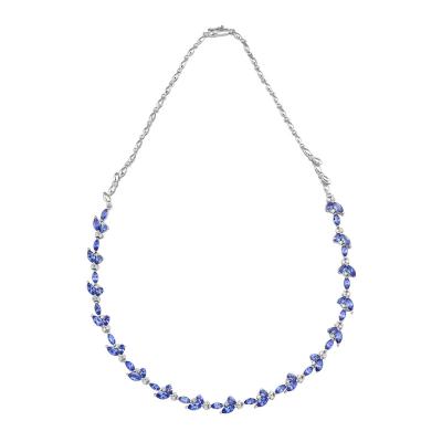 China 18K White Gold Precious FASHIONABLE Sapphire And Diamond Necklace Natural Blue Diamond Necklace for sale