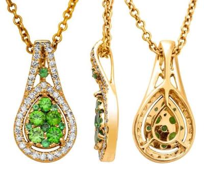 China CLASSIQUE 14k Yellow Gold with Custom Tsavorite and Diamond Pendant for Necklace for sale